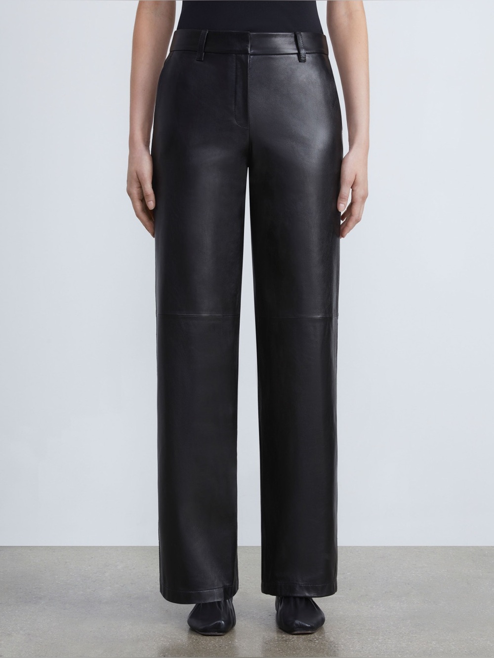 Lafayette 148 New York Leather Pant sz 8 Black 100% Genuine Leather Straight Leg
